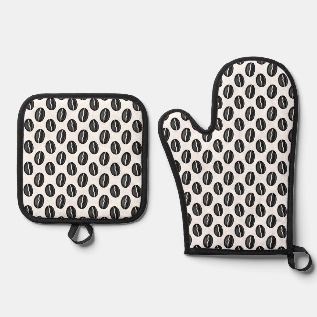 Coffee Beans  Oven Mitt & Pot Holder Set (Front)