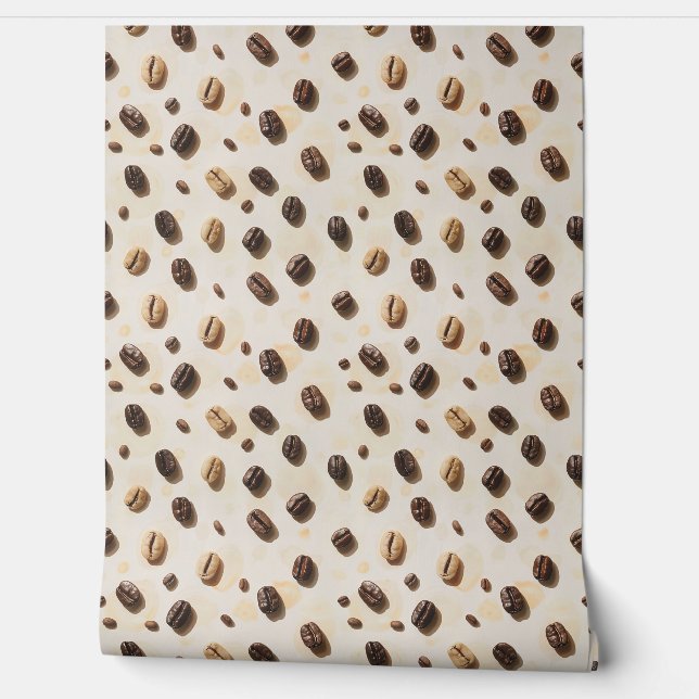 Coffee Beans Pattern on a Light Surface Wallpaper (Unrolling)