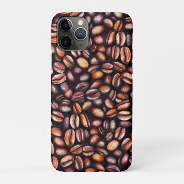   Coffee Beans Pencil Drawing Pattern Rustic Brown Case-Mate iPhone Case (Back)