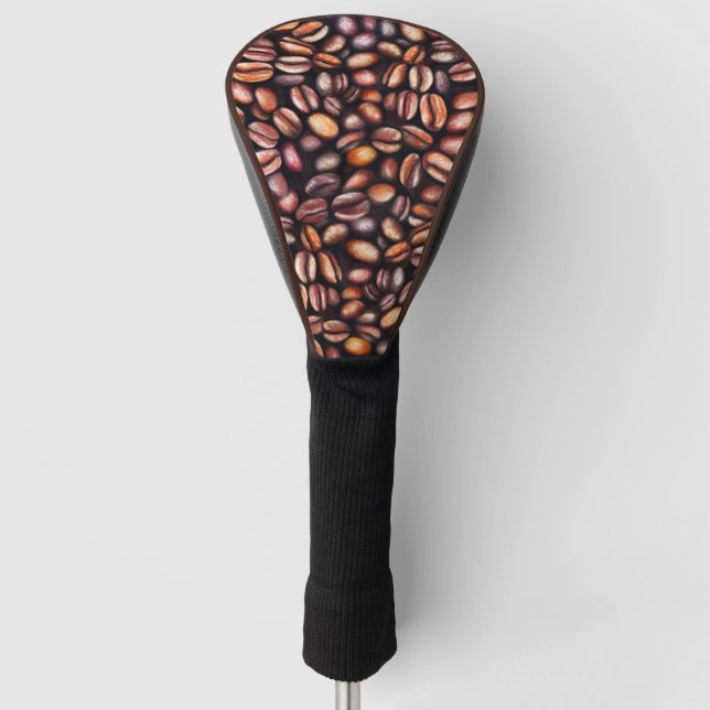   Coffee Beans Pencil Drawing Pattern Rustic Brown Golf Head Cover (Front)