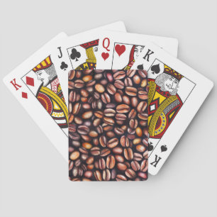   Coffee Beans Pencil Drawing Pattern Rustic Brown Playing Cards
