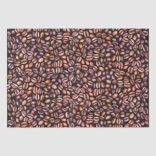   Coffee Beans Pencil Drawing Pattern Rustic Brown Tissue Paper