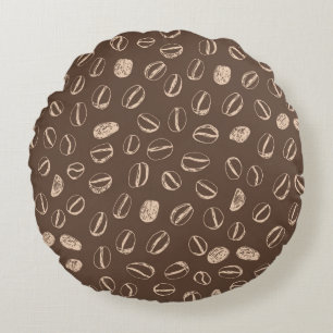 Coffee beans restaurant hand drawn cartoon doodle round pillow