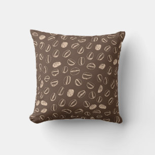 Coffee beans restaurant hand drawn cartoon doodle throw pillow