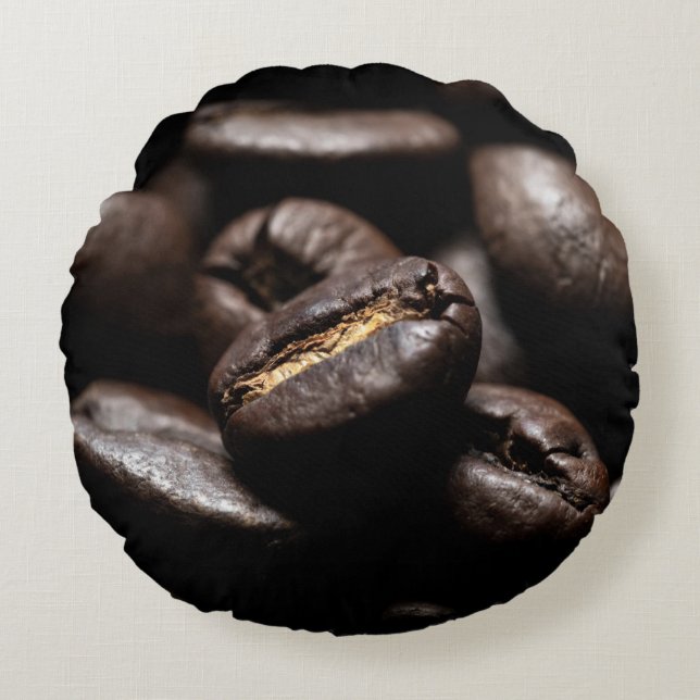 Coffee beans roasted food coffee round pillow (Front)