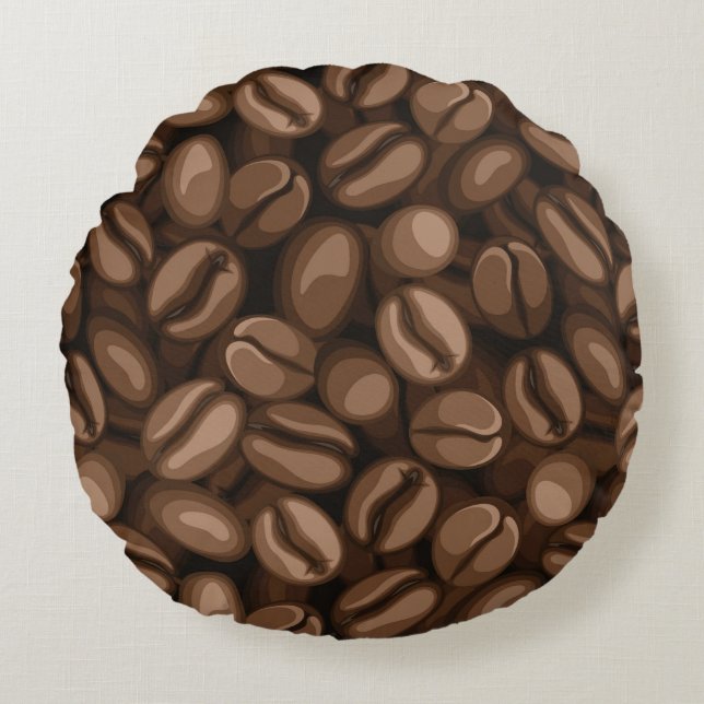 Coffee beans round pillow (Front)