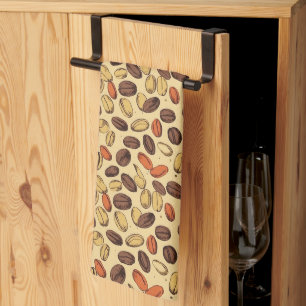 Coffee Beans Rustic Vintage Pattern No5 Kitchen Towel