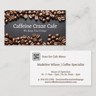 Coffee Beans Scattered Background Business Card