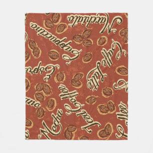 Coffee beans: typography vintage pattern. fleece blanket
