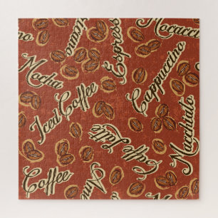 Coffee beans: typography vintage pattern. jigsaw puzzle