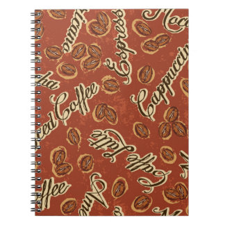 Coffee beans: typography vintage pattern. notebook