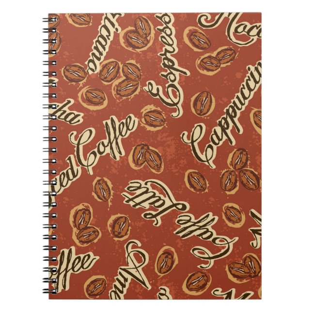 Coffee beans: typography vintage pattern. notebook (Front)