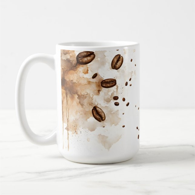 Coffee beans watercolor - Coffee Addicts Mug (Left)