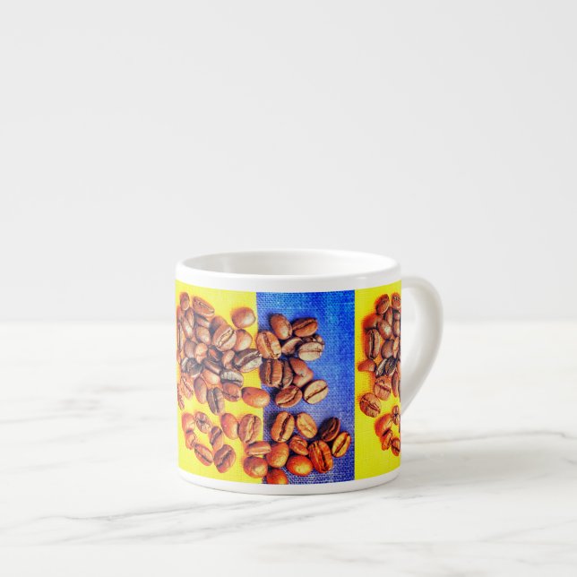Coffee Beans Yellow Blue Texture Espresso Cup (Front Right)