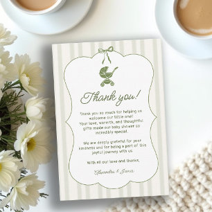 Coffee Bebe Brewing Stripes Brunch Baby Shower Thank You Card