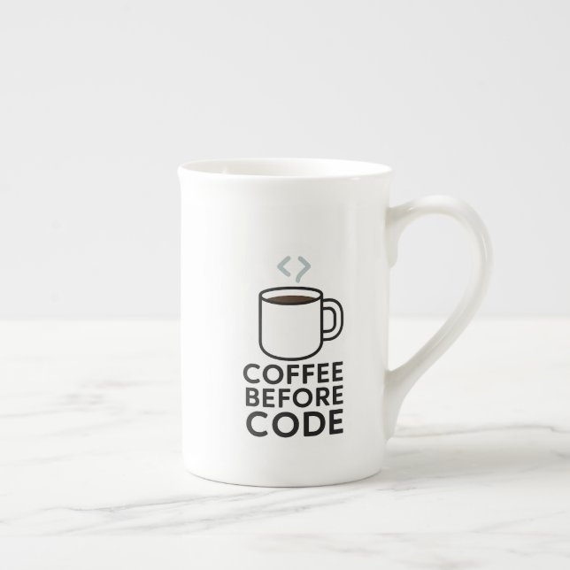 Coffee Before Code — Minimal Mug with Code Steam (Right)