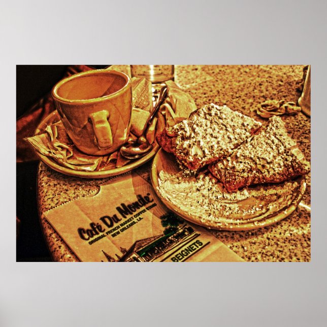 Coffee & Beignets at the Cafe Du Monde Poster (Front)
