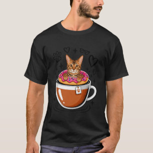 Coffee Bengal Cat Doughnut T-Shirt