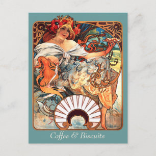 Coffee & Biscuits CC0411 Alphonse Mucha Postcard