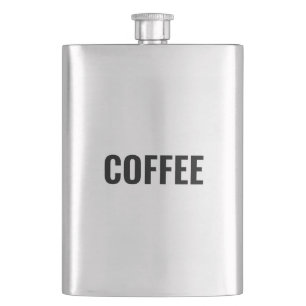 "Coffee" black letters stainless steel Hip Flask