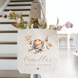 Coffee Boho Floral Bridal Shower  Tote Bag<br><div class="desc">Coffee Boho Floral Bridal Shower Tote Bag</div>