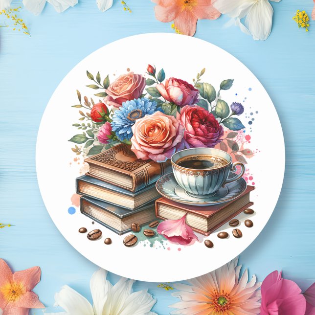 Coffee, Books and Flowers Envelope Seal (Creator Uploaded)