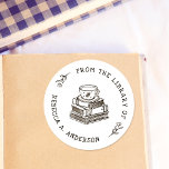 Coffee & Books Boho Personal Library Bookplate Classic Round Sticker<br><div class="desc">Introducing our charming Coffee & Books Boho Personal Library Bookplate, designed to add a touch of cozy elegance to your personal library. This beautifully crafted bookplate features a delightful hand-drawn illustration of a tea or coffee cup resting atop a stack of beloved books—complete with a coaster to protect your precious...</div>