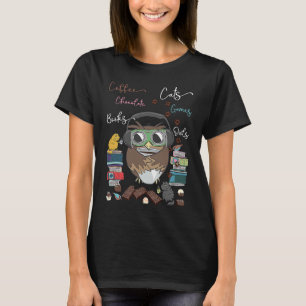 Coffee Books Cats Chocolate Games Owls  Retro Intr T-Shirt