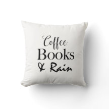 Coffee Books & Rain Throw Pillow