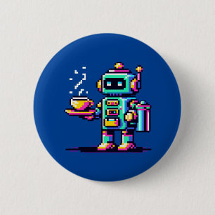 Coffee Bot: 8-Bit Robotic Barista 2 Inch Round Button
