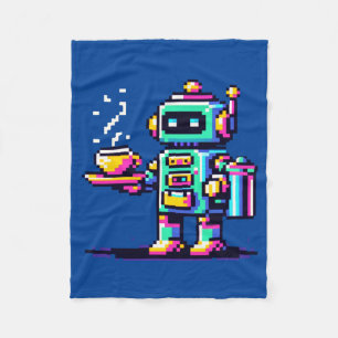 Coffee Bot: 8-Bit Robotic Barista Fleece Blanket
