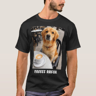 Coffee break golden retriever cafe meme funny dog T-Shirt