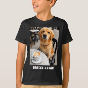 Coffee break golden retriever cafe meme funny dog T-Shirt