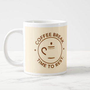 Coffee Break Logo on Beige Background Large Coffee Mug