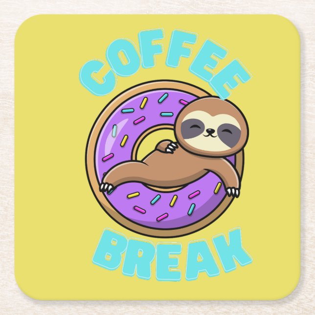 Coffee Break Sloth Coaster  (Front)