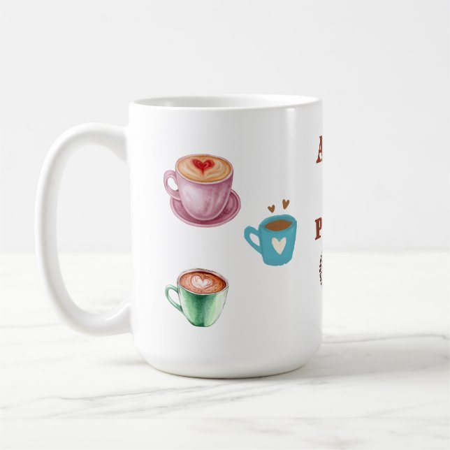 COFFEE BREAK WHITE MULTI 15OZ CERAMIC SIP OF PEACE MUG (Left)