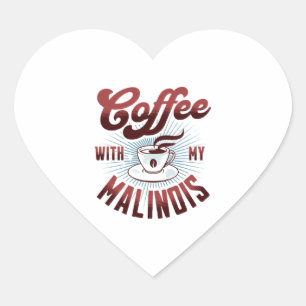 coffee break with a belgian malinois, funny heart sticker