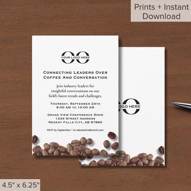 Coffee Breakfast Meeting Invitation with Logo (Creator Uploaded)