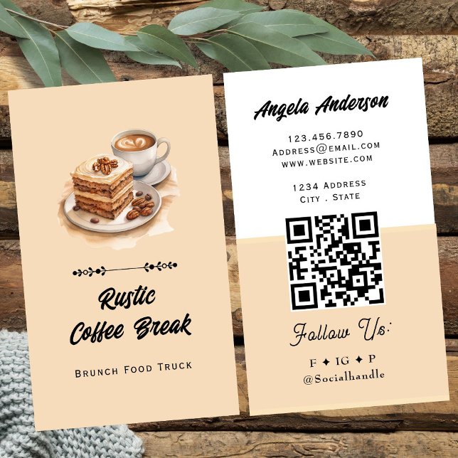Coffee Breakfast Theme QR Code and Website Business Card (Creator Uploaded)
