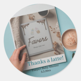 Coffee brewing Baby shower  Classic  Round Sticker