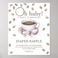 Coffee brewing baby shower - diaper raffle poster
