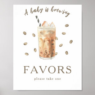 Coffee brewing baby shower Favours Poster