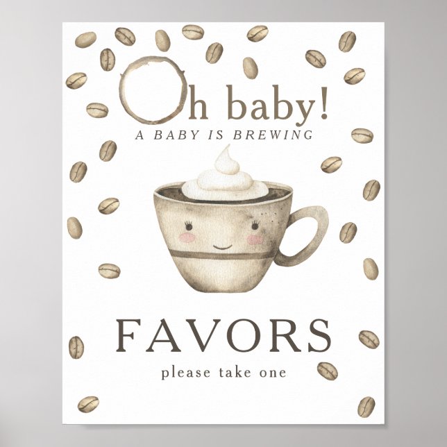 Coffee brewing baby shower Favours Poster (Front)