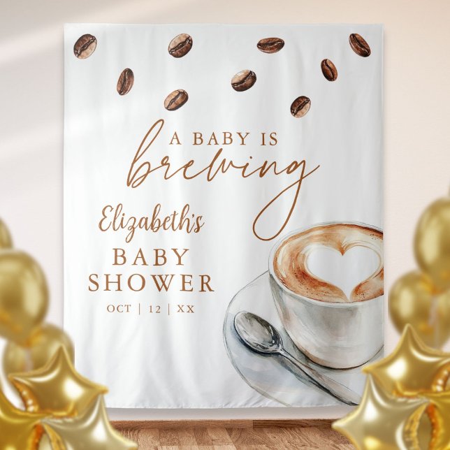 Coffee Brewing Baby Shower Photo Backdrop Tapestry (Coffee Brewing Baby Shower Photo Backdrop)