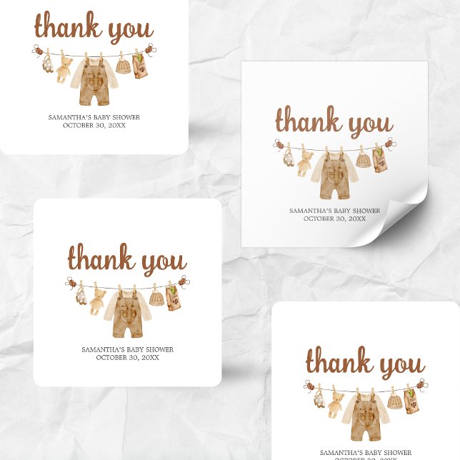 Coffee Brewing Baby Shower  Square Sticker (Coffee Little Bean Baby Shower Sticker)