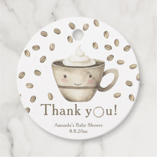 Coffee brewing Baby shower Thank you Favour Tags