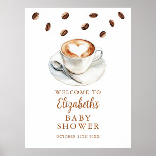 Coffee Brewing Baby Shower Welcome Sign