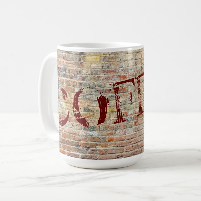 Coffee Brick Wall Graffiti Art Mug Cup (Front Left)