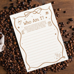 Coffee Bridal Shower Guess Who Am I Game Card