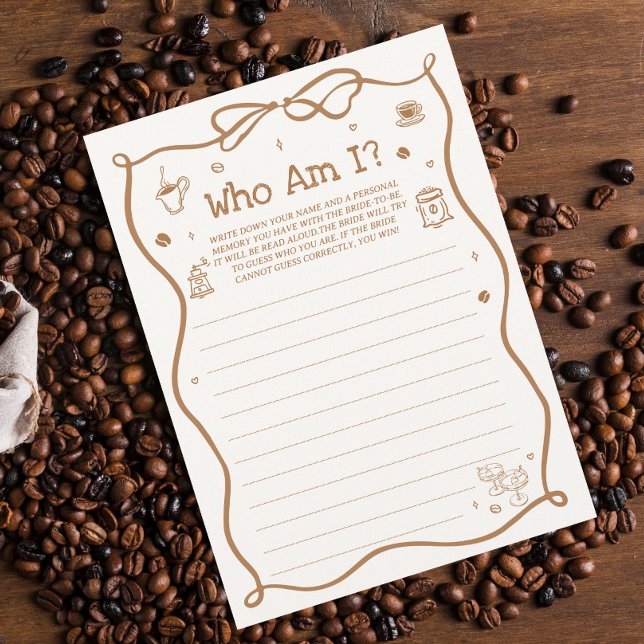 Coffee Bridal Shower Guess Who Am I Game Card (Creator Uploaded)